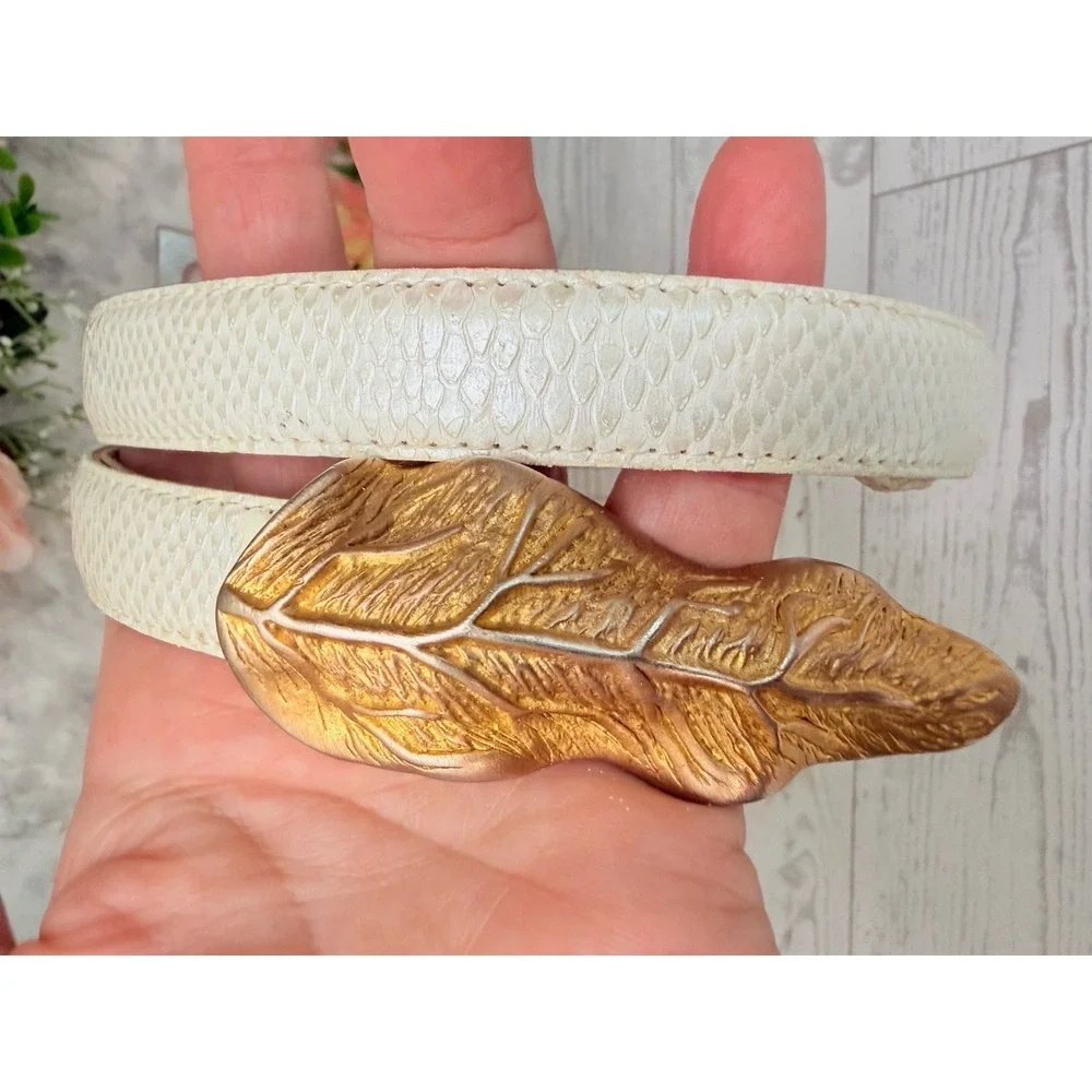 Vintage Cream Genuine Snakeskin 3/4